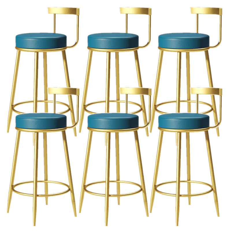 Glam Armless Backrest Counter Stoo Iron Bar Stool with Cushion and Pedal for Kitchen