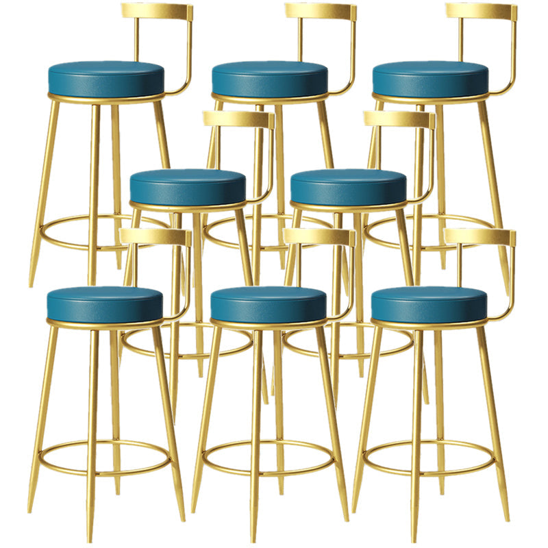 Glam Armless Backrest Counter Stoo Iron Bar Stool with Cushion and Pedal for Kitchen