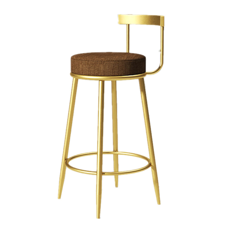 Glam Armless Backrest Counter Stoo Iron Bar Stool with Cushion and Pedal for Kitchen