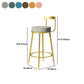Glam Armless Backrest Counter Stoo Iron Bar Stool with Cushion and Pedal for Kitchen