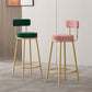 Glam Fabric Bar Stools Low Back Round Seat Barstool with 4 Gold Iron Legs Clearhalo 'Bar Furniture' 'Bar Stools' 'bar_stools' 'furn' 'furn_bar_stools' 'Furniture' 'Kitchen & Dining Furniture' 5738332