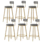 Glam Fabric Bar Stools Low Back Round Seat Barstool with 4 Gold Iron Legs Black Houndstooth 6 Piece Set Clearhalo 'Bar Furniture' 'Bar Stools' 'bar_stools' 'furn' 'furn_bar_stools' 'Furniture' 'Kitchen & Dining Furniture' 5738334