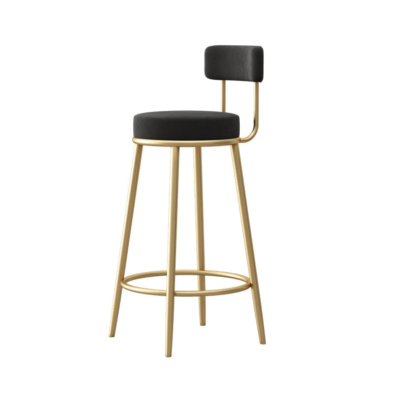 Glam Fabric Bar Stools Low Back Round Seat Barstool with 4 Gold Iron Legs Clearhalo 'Bar Furniture' 'Bar Stools' 'bar_stools' 'furn' 'furn_bar_stools' 'Furniture' 'Kitchen & Dining Furniture' 5738338