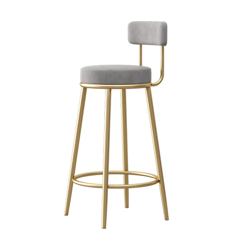 Glam Fabric Bar Stools Low Back Round Seat Barstool with 4 Gold Iron Legs Clearhalo 'Bar Furniture' 'Bar Stools' 'bar_stools' 'furn' 'furn_bar_stools' 'Furniture' 'Kitchen & Dining Furniture' 5738341