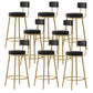 Glam Fabric Bar Stools Low Back Round Seat Barstool with 4 Gold Iron Legs Black 8 Piece Set Clearhalo 'Bar Furniture' 'Bar Stools' 'bar_stools' 'furn' 'furn_bar_stools' 'Furniture' 'Kitchen & Dining Furniture' 5738343