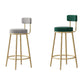 Glam Fabric Bar Stools Low Back Round Seat Barstool with 4 Gold Iron Legs Clearhalo 'Bar Furniture' 'Bar Stools' 'bar_stools' 'furn' 'furn_bar_stools' 'Furniture' 'Kitchen & Dining Furniture' 5738344