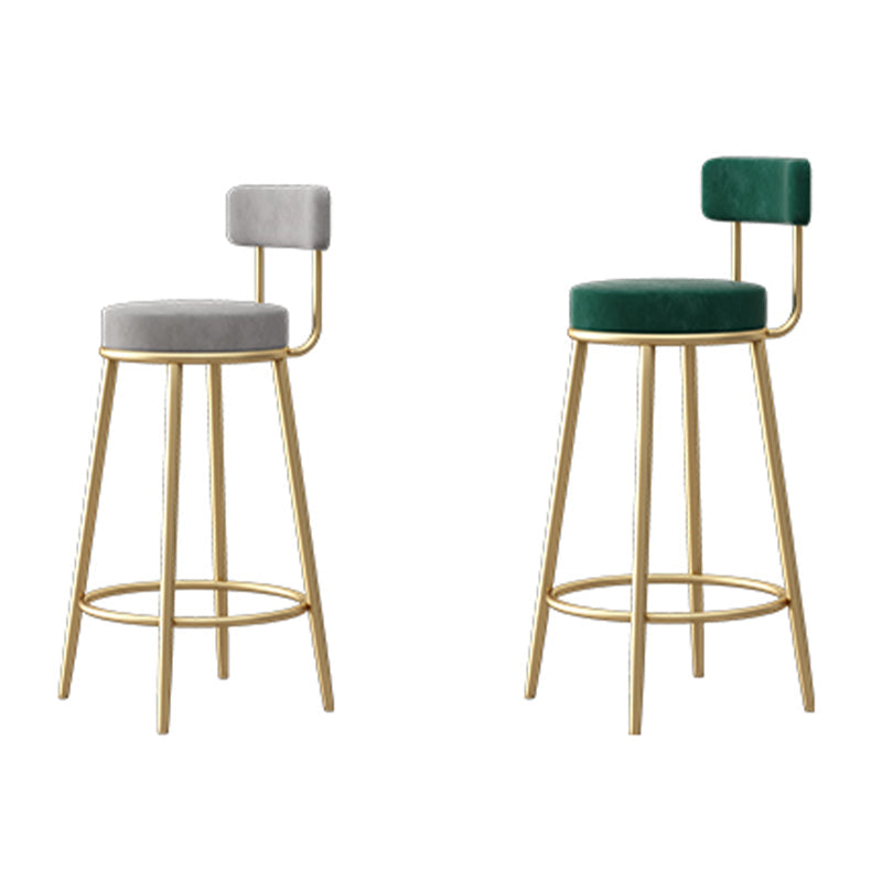Glam Fabric Bar Stools Low Back Round Seat Barstool with 4 Gold Iron Legs Clearhalo 'Bar Furniture' 'Bar Stools' 'bar_stools' 'furn' 'furn_bar_stools' 'Furniture' 'Kitchen & Dining Furniture' 5738344