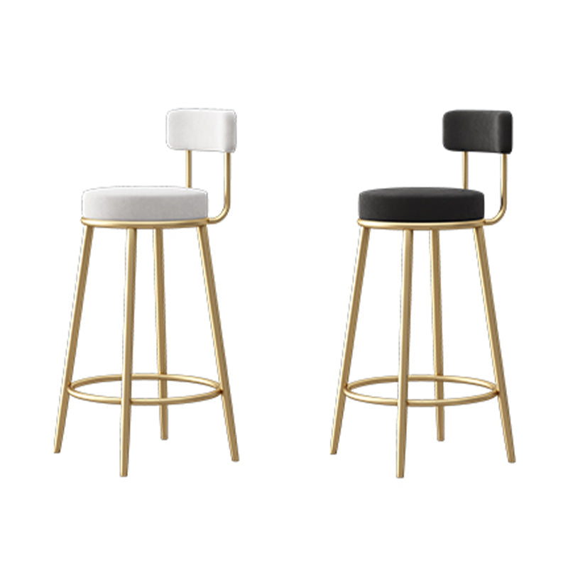 Glam Fabric Bar Stools Low Back Round Seat Barstool with 4 Gold Iron Legs Clearhalo 'Bar Furniture' 'Bar Stools' 'bar_stools' 'furn' 'furn_bar_stools' 'Furniture' 'Kitchen & Dining Furniture' 5738346