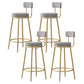 Glam Fabric Bar Stools Low Back Round Seat Barstool with 4 Gold Iron Legs Grey 4 Piece Set Clearhalo 'Bar Furniture' 'Bar Stools' 'bar_stools' 'furn' 'furn_bar_stools' 'Furniture' 'Kitchen & Dining Furniture' 5738348