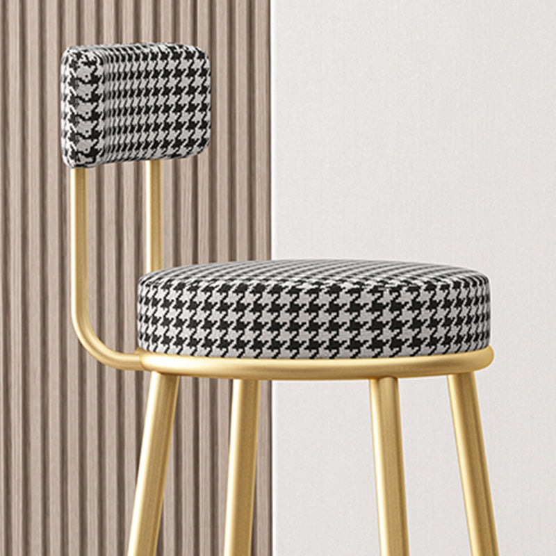 Glam Fabric Bar Stools Low Back Round Seat Barstool with 4 Gold Iron Legs Clearhalo 'Bar Furniture' 'Bar Stools' 'bar_stools' 'furn' 'furn_bar_stools' 'Furniture' 'Kitchen & Dining Furniture' 5738350
