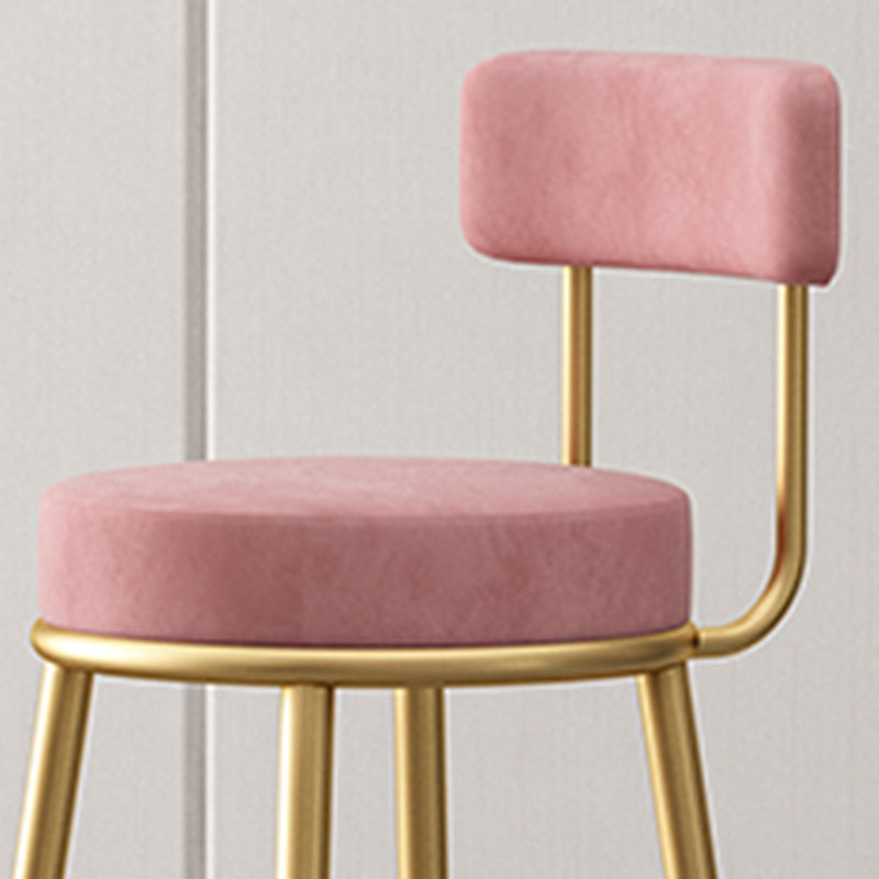 Glam Fabric Bar Stools Low Back Round Seat Barstool with 4 Gold Iron Legs Clearhalo 'Bar Furniture' 'Bar Stools' 'bar_stools' 'furn' 'furn_bar_stools' 'Furniture' 'Kitchen & Dining Furniture' 5738351