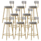 Glam Fabric Bar Stools Low Back Round Seat Barstool with 4 Gold Iron Legs Grey 8 Piece Set Clearhalo 'Bar Furniture' 'Bar Stools' 'bar_stools' 'furn' 'furn_bar_stools' 'Furniture' 'Kitchen & Dining Furniture' 5738352