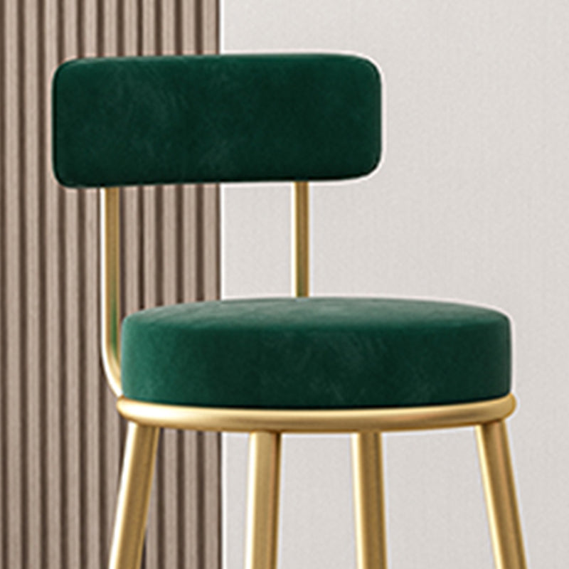 Glam Fabric Bar Stools Low Back Round Seat Barstool with 4 Gold Iron Legs Clearhalo 'Bar Furniture' 'Bar Stools' 'bar_stools' 'furn' 'furn_bar_stools' 'Furniture' 'Kitchen & Dining Furniture' 5738353