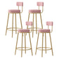 Glam Fabric Bar Stools Low Back Round Seat Barstool with 4 Gold Iron Legs Pink 4 Piece Set Clearhalo 'Bar Furniture' 'Bar Stools' 'bar_stools' 'furn' 'furn_bar_stools' 'Furniture' 'Kitchen & Dining Furniture' 5738355