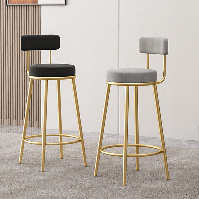 Glam Fabric Bar Stools Low Back Round Seat Barstool with 4 Gold Iron Legs Clearhalo 'Bar Furniture' 'Bar Stools' 'bar_stools' 'furn' 'furn_bar_stools' 'Furniture' 'Kitchen & Dining Furniture' 5738357