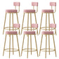 Glam Fabric Bar Stools Low Back Round Seat Barstool with 4 Gold Iron Legs Pink 6 Piece Set Clearhalo 'Bar Furniture' 'Bar Stools' 'bar_stools' 'furn' 'furn_bar_stools' 'Furniture' 'Kitchen & Dining Furniture' 5738358