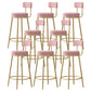 Glam Fabric Bar Stools Low Back Round Seat Barstool with 4 Gold Iron Legs Pink 8 Piece Set Clearhalo 'Bar Furniture' 'Bar Stools' 'bar_stools' 'furn' 'furn_bar_stools' 'Furniture' 'Kitchen & Dining Furniture' 5738359