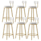 Glam Fabric Bar Stools Low Back Round Seat Barstool with 4 Gold Iron Legs White 6 Piece Set Clearhalo 'Bar Furniture' 'Bar Stools' 'bar_stools' 'furn' 'furn_bar_stools' 'Furniture' 'Kitchen & Dining Furniture' 5738362
