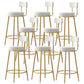 Glam Fabric Bar Stools Low Back Round Seat Barstool with 4 Gold Iron Legs White 8 Piece Set Clearhalo 'Bar Furniture' 'Bar Stools' 'bar_stools' 'furn' 'furn_bar_stools' 'Furniture' 'Kitchen & Dining Furniture' 5738363