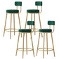 Glam Fabric Bar Stools Low Back Round Seat Barstool with 4 Gold Iron Legs Green 4 Piece Set Clearhalo 'Bar Furniture' 'Bar Stools' 'bar_stools' 'furn' 'furn_bar_stools' 'Furniture' 'Kitchen & Dining Furniture' 5738365