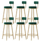 Glam Fabric Bar Stools Low Back Round Seat Barstool with 4 Gold Iron Legs Green 6 Piece Set Clearhalo 'Bar Furniture' 'Bar Stools' 'bar_stools' 'furn' 'furn_bar_stools' 'Furniture' 'Kitchen & Dining Furniture' 5738366