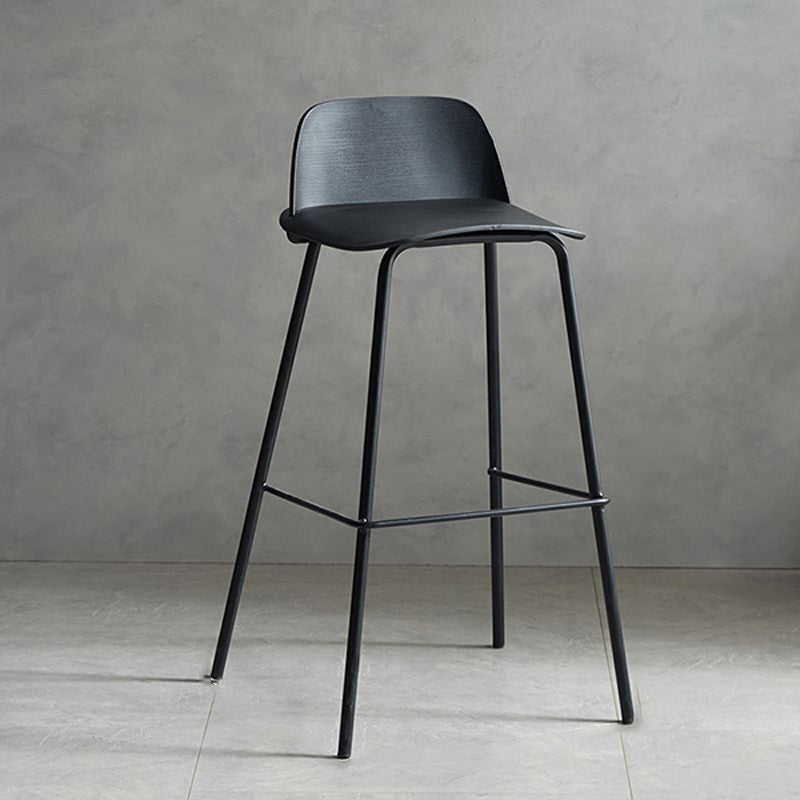 Plastic Scandinavian Bar Stools Low Back Barstool with 4 Iron Legs