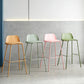 Plastic Scandinavian Bar Stools Low Back Barstool with 4 Iron Legs