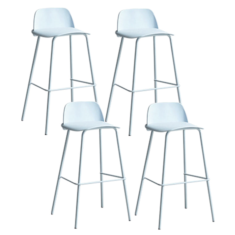 Plastic Scandinavian Bar Stools Low Back Barstool with 4 Iron Legs