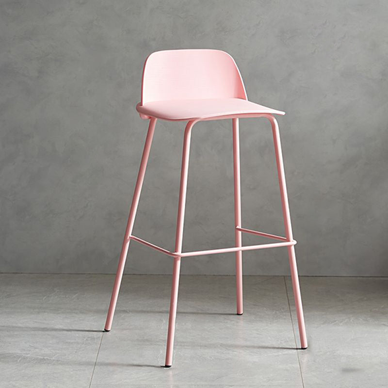 Plastic Scandinavian Bar Stools Low Back Barstool with 4 Iron Legs