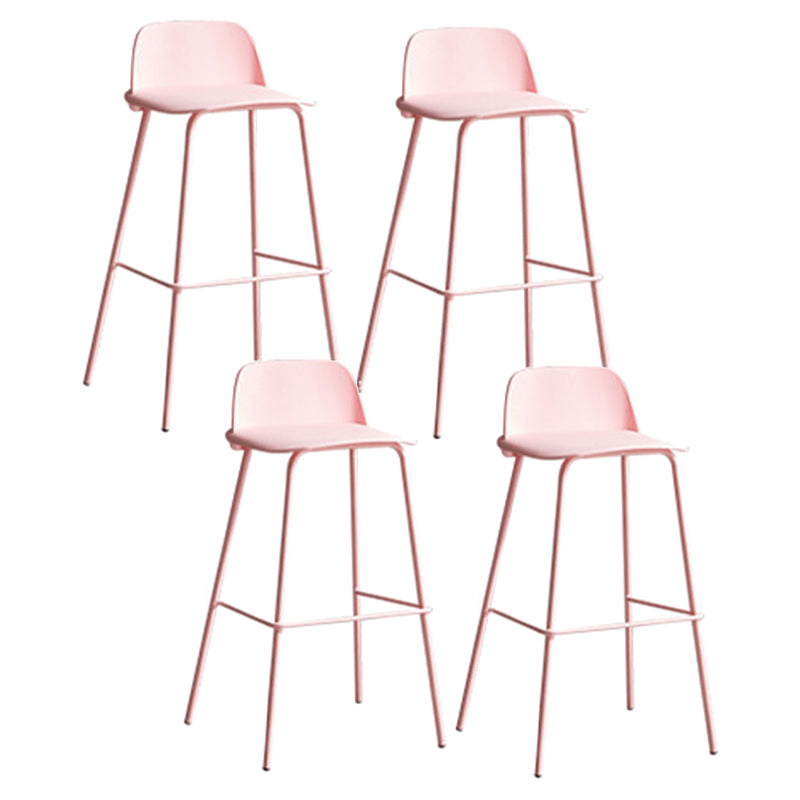 Plastic Scandinavian Bar Stools Low Back Barstool with 4 Iron Legs