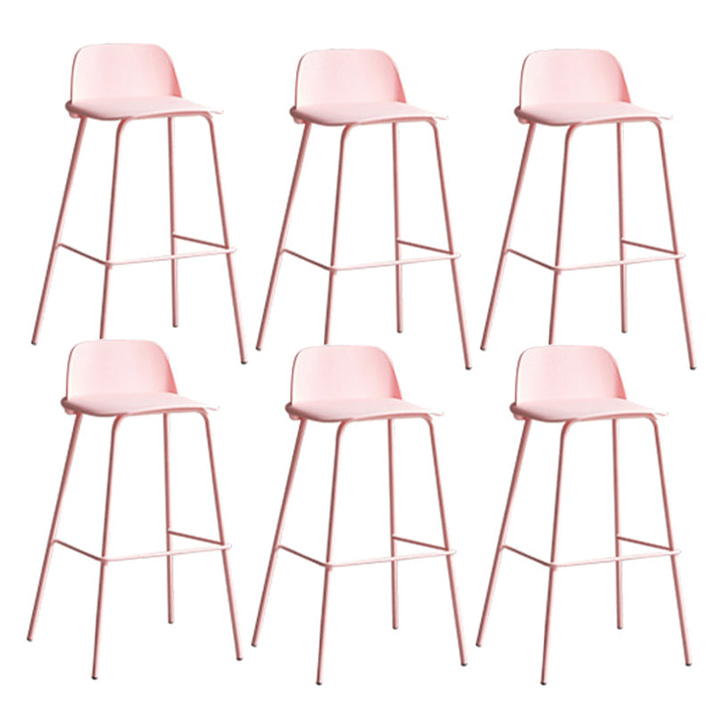 Plastic Scandinavian Bar Stools Low Back Barstool with 4 Iron Legs