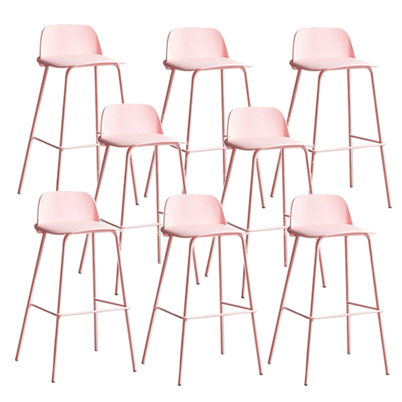 Plastic Scandinavian Bar Stools Low Back Barstool with 4 Iron Legs