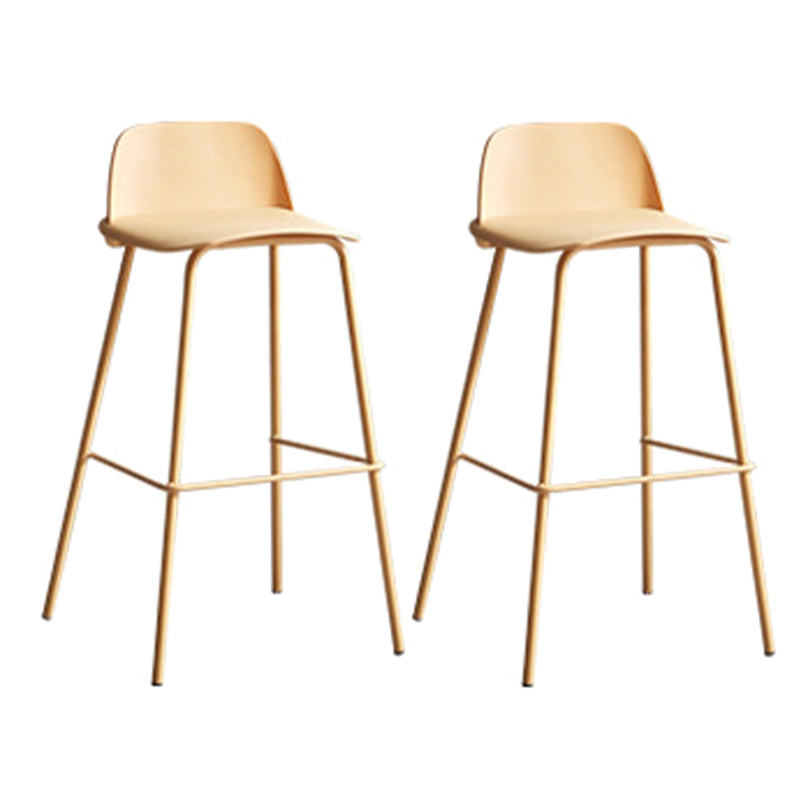 Plastic Scandinavian Bar Stools Low Back Barstool with 4 Iron Legs