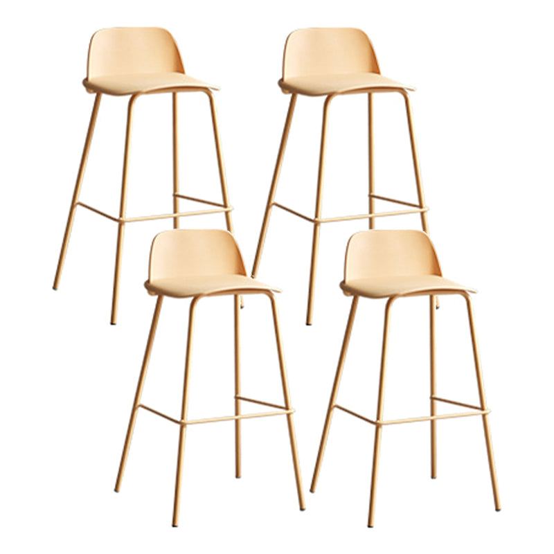 Plastic Scandinavian Bar Stools Low Back Barstool with 4 Iron Legs