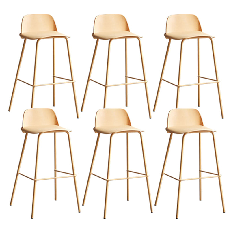 Plastic Scandinavian Bar Stools Low Back Barstool with 4 Iron Legs