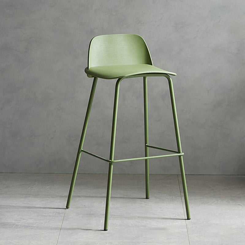Plastic Scandinavian Bar Stools Low Back Barstool with 4 Iron Legs