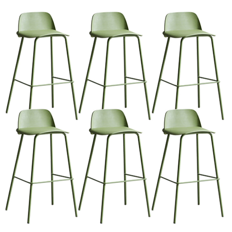 Plastic Scandinavian Bar Stools Low Back Barstool with 4 Iron Legs