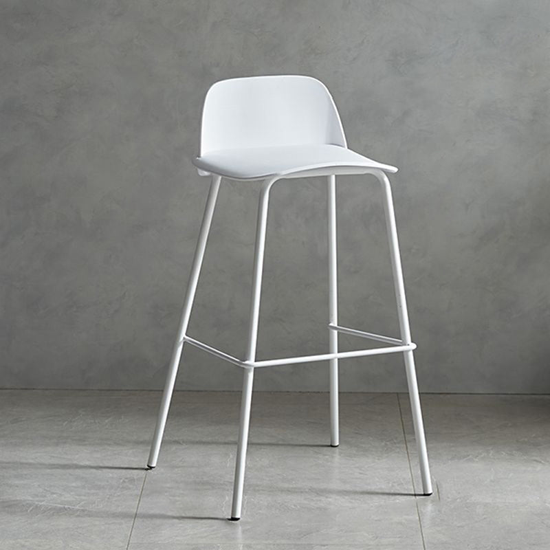 Plastic Scandinavian Bar Stools Low Back Barstool with 4 Iron Legs