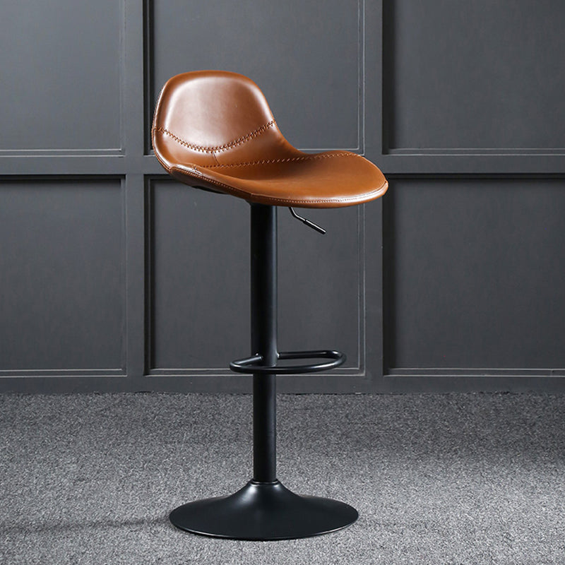 Adjustable Height Bucket Seat Bar Stools Faux Leather Swivel Barstool