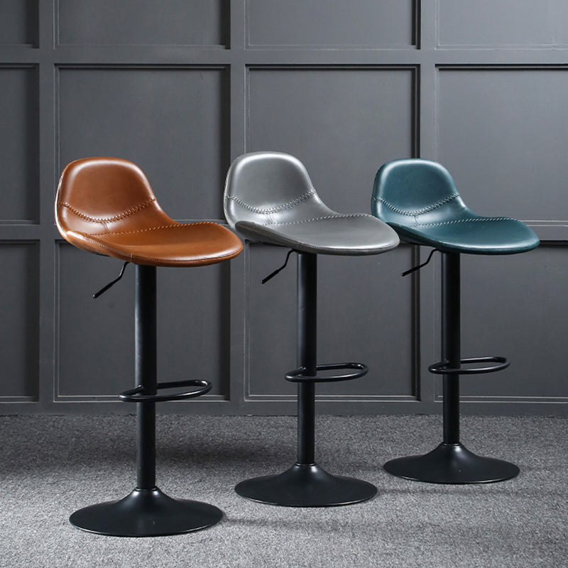 Adjustable Height Bucket Seat Bar Stools Faux Leather Swivel Barstool