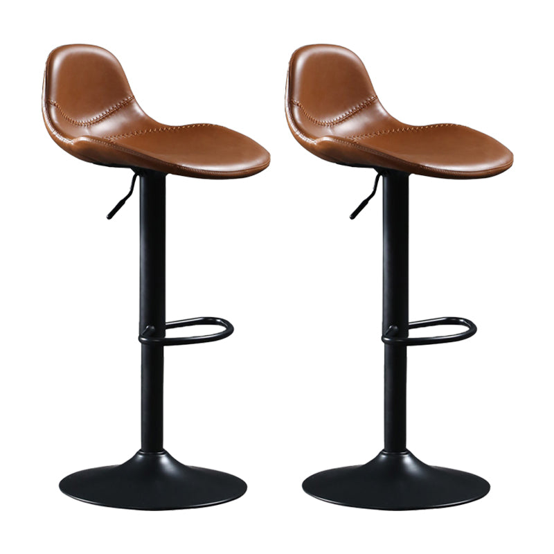 Adjustable Height Bucket Seat Bar Stools Faux Leather Swivel Barstool