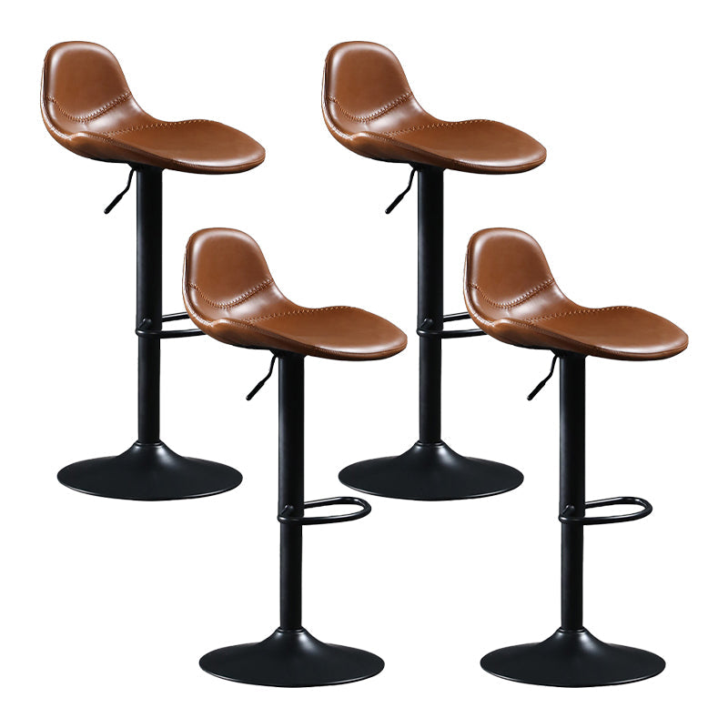 Adjustable Height Bucket Seat Bar Stools Faux Leather Swivel Barstool