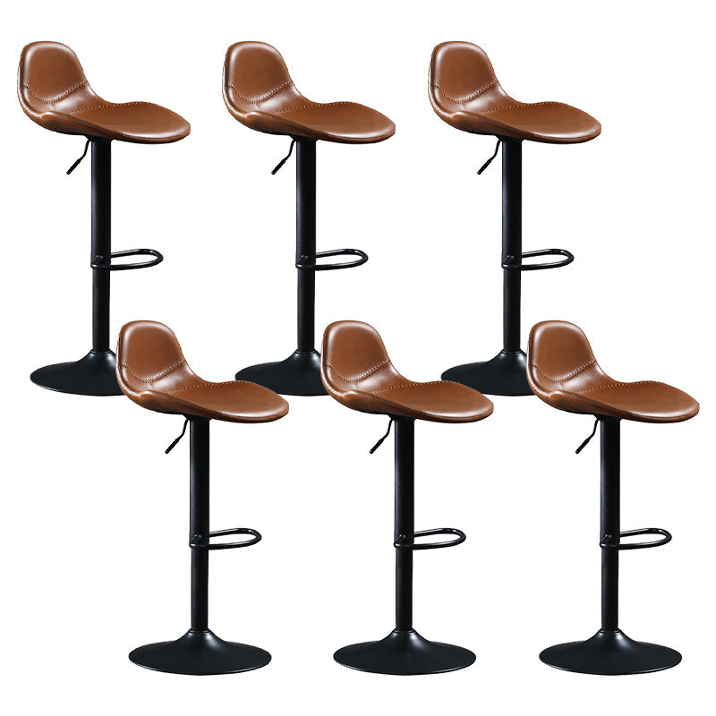 Adjustable Height Bucket Seat Bar Stools Faux Leather Swivel Barstool