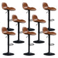 Adjustable Height Bucket Seat Bar Stools Faux Leather Swivel Barstool