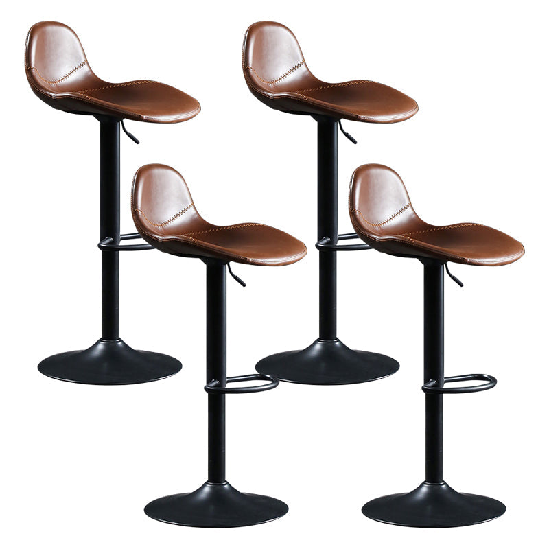 Adjustable Height Bucket Seat Bar Stools Faux Leather Swivel Barstool