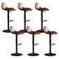 Adjustable Height Bucket Seat Bar Stools Faux Leather Swivel Barstool