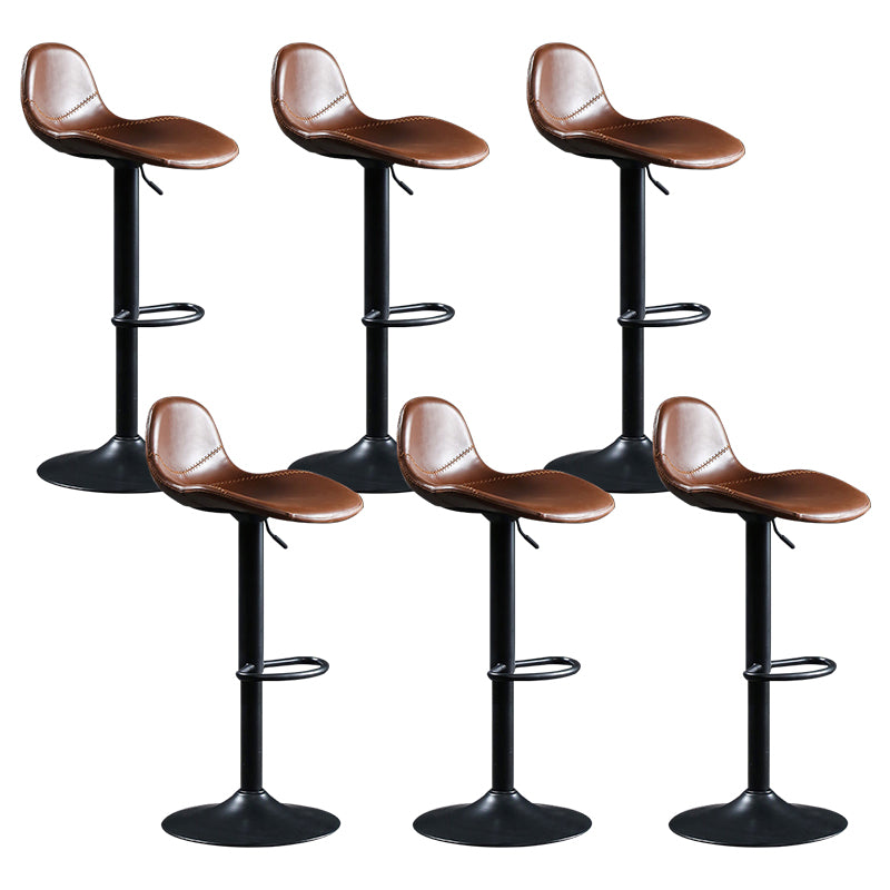 Adjustable Height Bucket Seat Bar Stools Faux Leather Swivel Barstool