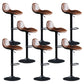 Adjustable Height Bucket Seat Bar Stools Faux Leather Swivel Barstool