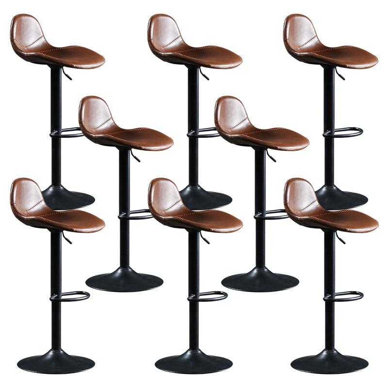 Adjustable Height Bucket Seat Bar Stools Faux Leather Swivel Barstool
