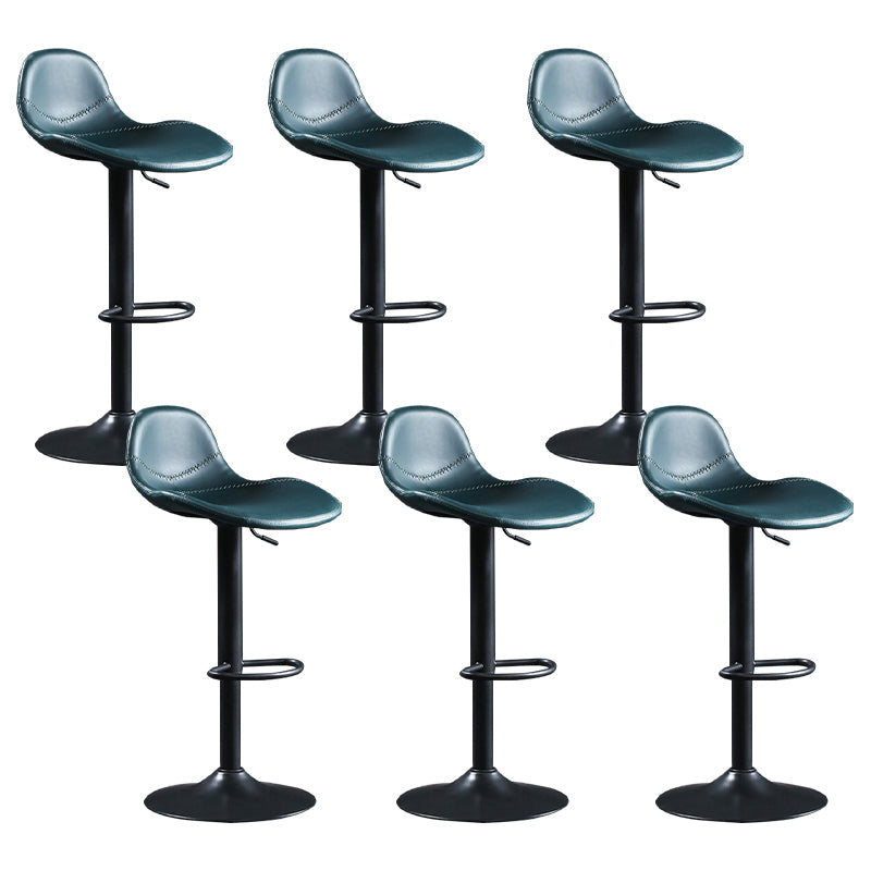 Adjustable Height Bucket Seat Bar Stools Faux Leather Swivel Barstool